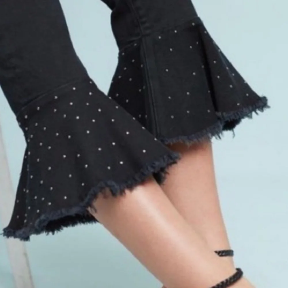 ANTHROPOLOGIE X Pilcro and the Letterpress Embellished High-Rise Black Jeans 31 - Picture 7 of 9